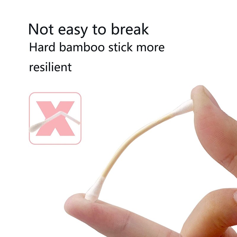 Cotton Swabs with Wooden Sticks/Double Tipped Natural Bamboo Cotton Buds