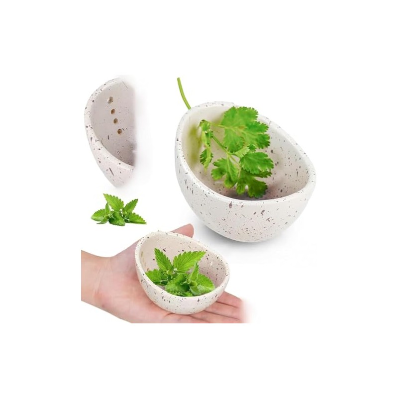 Ceramic Herb Stripper Bowl with Multi-Size Holes, Handmade Kitchen Tool,