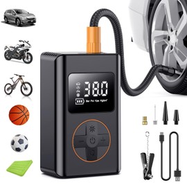 Tyre Inflator Air Compressor, CZK-5646 150PSI Car Tyre Pump 6000mAh 5 Mode Digital Display Auto Shut-Off w/Air Pressure Guide for Car, Bicycle, Motorcycle, Ball