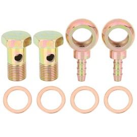X AUTOHAUX 2 Sets 16mm Diameter Banjo Hose Barb Bolt Fittings Banjo Bolt Washer Bronze Tone Metal for Motorcycle Car