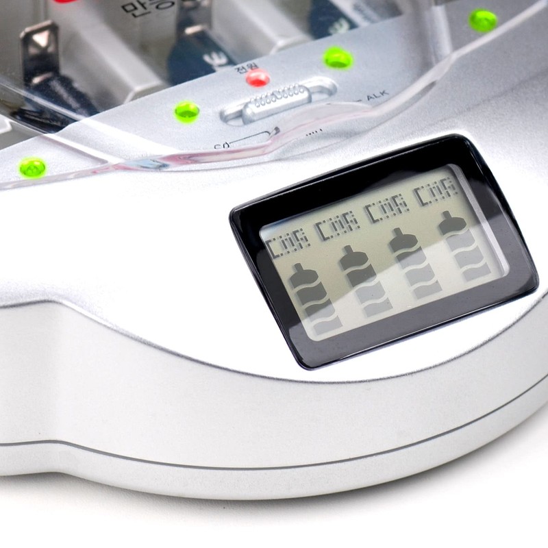 Tsongching Alkaline Battery Charger|Universal Charger for Alkaline/NiMh/NiCd Size AA/AAA/C/D/9V Batteries