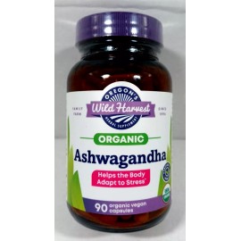 Oregon's Wild Harvest Organic Ashwagandha 1200msg 90 Vegan Capsules 12/2028 NEW