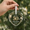 50th Anniversary Ornament - Heart Glass Wedding Gifts for Couple