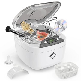 Ultrasonic Jewelry Cleaner,42KHz Ultrasonic Cleaner Machine for Jewelry,Dentures- Dual Cleaning Modes,304 Stainless Steel Tankvoltage (v): 55W AC220-240V 50/60Hz, color: Silver, plug type: Us Plug