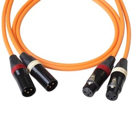 BJC Star Quad XLR Cables, Canare L-4E6S with Neutrik BXX-Series XLRs (Stereo Pair, Orange, 6 Foot)
