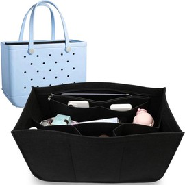 Rubber Beach Bag Organizer Compatible with Bogg Tote & Simply Southern Felt Insert Divider Pouch Zipper for Bags 7 Pocekets Black - Small - Color: Red, Size: Small