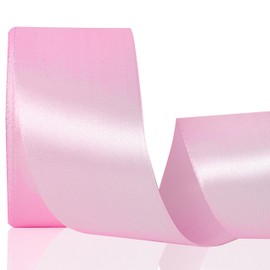 Pink Ribbon 2 Inch, 25 Yards/roll Solid Satin Ribbon for Gift Wrapping, Bow & Eternal Flower Making, Floral Bouquets, Party Decoration.