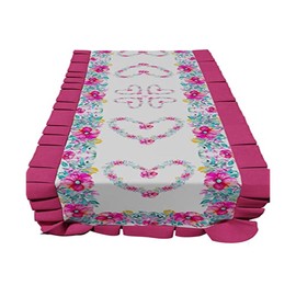 PETTI Artigiani Italiani Kitchen Textile Set, 100% Hypoallergenic Microfibre, Flower 01, Runner Tavola 40 x 140 cm