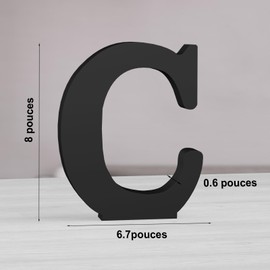 MeteoraPrime Black Wooden Letters 20cm Unfinished Wall Decor Decorative Letters Standing Black Letters in Blocks for Wall Decor for Projects (C)