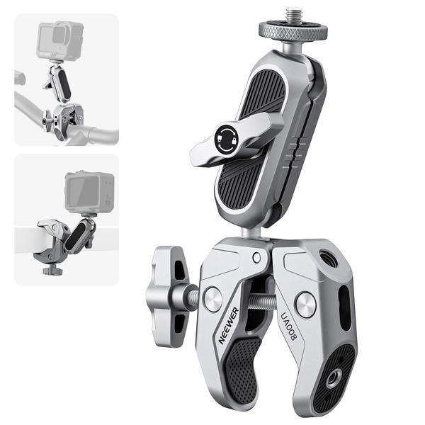 NEEWER Super Clamp with 3 Inch Dual Ball Head Magic Arm, 3/8 Inch ARRI Positioning Holes 1/4 Inch Screw, Monitor Mount, Clamp for Flat/Round Surfaces, Compatible with DJI GoPro DSLR, UA008