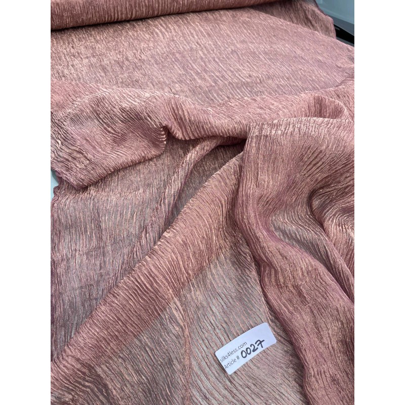 EXQUISITE QUALITY SILK TISSUE PLEATED/ CRUSHED - BROWN/ GOLD!!!