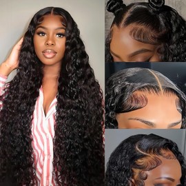 ACIWP Deep Wave Lace Front Wigs Human Hair 13x6 HD Lace Front Wigs Human Hair Deep Curly Human Hair Wig lace Frontal Wigs for Black Women Pre Plucked with Baby Hair Natural Color 28 Inch