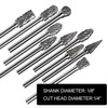 Carbide Burrs Set 1/8’’ Shank Diameter Double Cut Solid Tungsten