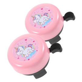 Housoutil Pink Unicorn Bicycle Bell, Pack of 2, Beautiful Bicycle Handlebar Bell, Cute Girls Bicycle Horn for Adults, Girls, Boys