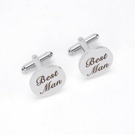 JANKOW Cufflinks for Men Wedding, Silver Cufflinks for Men Wedding, Engraved Best Man Cuff Links, Anniversaty Party Accessories Gift (1Pair)