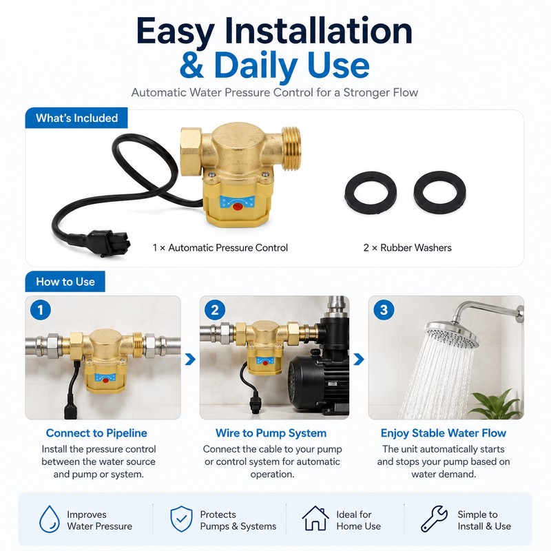 Automatic Water Pump Flow Switch for Pressure Boosting – G3/4