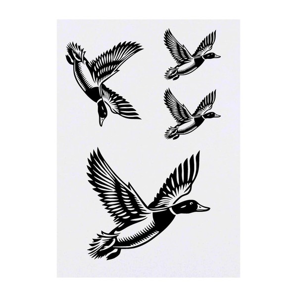 Azeeda 4 x 'Fliegende Ente' Temporäre Tattoos - Wasserfest, Hautfreundlich