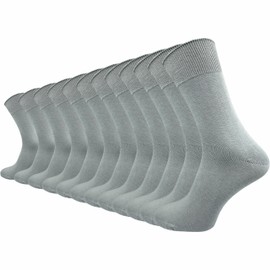 GAWILO Men's Basic Socks Made of 100% Pure Cotton (12 Pairs) | Thin & Breathable Cotton Socks without Pressing Seam, lightgrey, 47 - 50