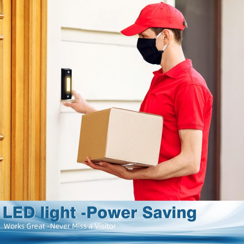 2 Pcs Lighted Doorbell Button, Wired Door Bell Push Button