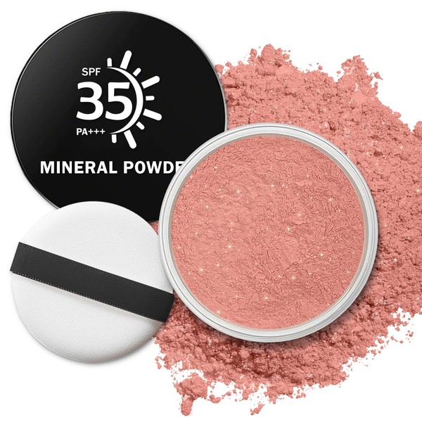 QIUFSSE Sunscreen Blush Powder,Mineral Powder Blush for Cheeks,SPF 35,Rubor en