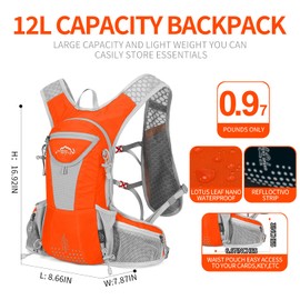 IX INOXTO Hydration Pack Backpack, Lightweight Water Backpack with Free 2L Hydration Bladder Daypack for Men Women,Running Hydration Vest for Trail Running Hiking Cycling Race Climbing (Light Orange)