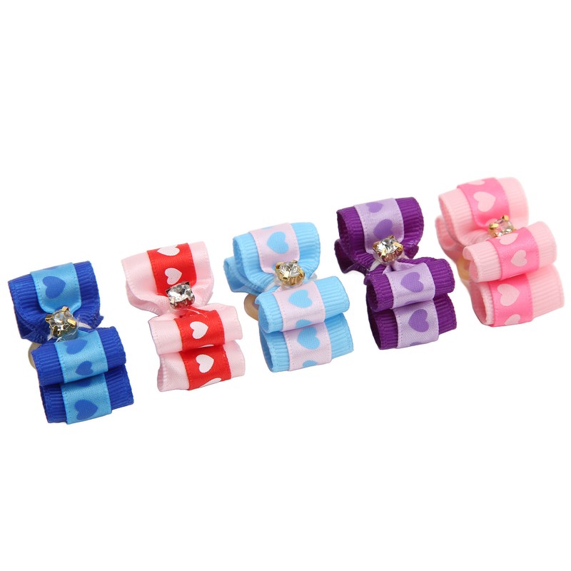 20pcs Pet Hair Bows Dog Grooming Bows with Rubber Bands