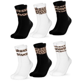 Occulto Women's Animal Pattern Tennis Socks Pack of 6 (Model: Nala), leopard
