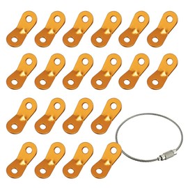 XSAJU Rope Tensioner, Aluminum, Universal Fittings, Supports Up to 0.2 inches (5 mm), Tent Rope Stopper, Set of 20, Wire Holder Included (Gold)