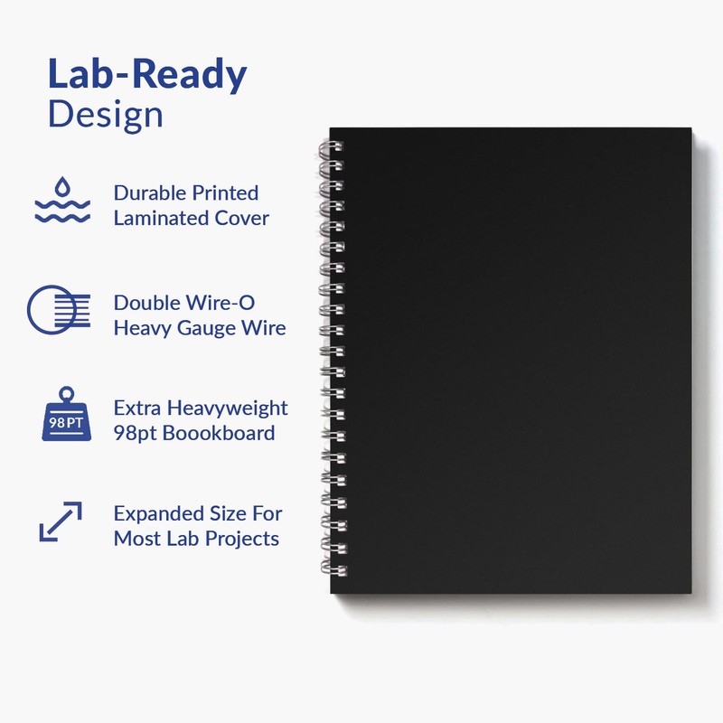 Vela Sciences Advanced W7-C Expanded Wirebound Lab Notebook, 9.25 x