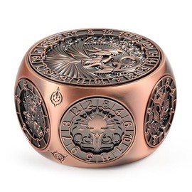 DNDND Copper 8-in-1 Spinner Dice with Dual D20 - Monster Themed Hexagonal Metal Dice for Dungeons and Dragons D&D, TTRPG with Collectible Gift Tin