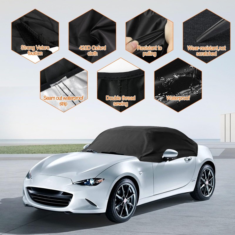 420D Oxford Half Car Cover Compatible with 2014-2023 Mazda Miata