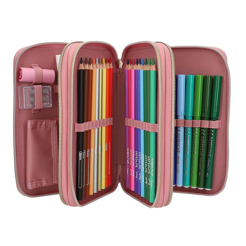 Depesche 13187 Miss Melody Dusty Rose Filled 3-Compartment Pencil Case