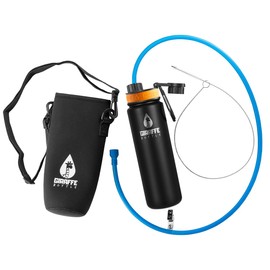 Giraffe Bottle Journey Hydration System, Insulated Stainless Steel Bottle, 36 inch / 91 cm Journey Straw, with Neoprene Bottle Carrier