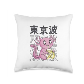 TOKYO WAVES Japanese Axolotl Banana Milk Kawaii Aesthetic Anime Throw Pillow, 16x16, Multicolor