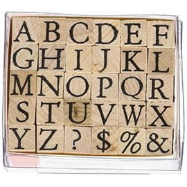 Artemio Stamps Set Alphabet Upper case-1cm, Wood, Small