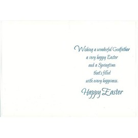 Designer Greetings Single White Flower with Thin Blue Foil Stem on Purple Godfather Easter Card