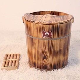 Foot Basin Tall Wooden Bucket with Cover Rest Foot Bathtub with Foot Massage Rollers (Color: B+Height 35cm) (F+Height 24cm) Journey (A+height40cm)