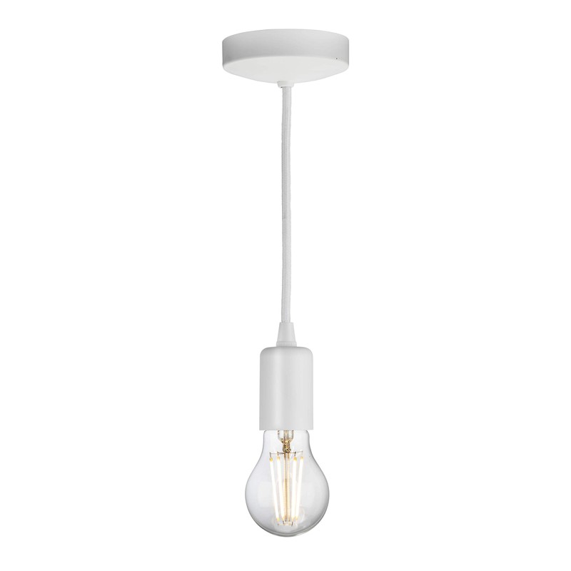 Knightsbridge 6 Inch E27 Contemporary Pendant Set in Matt White