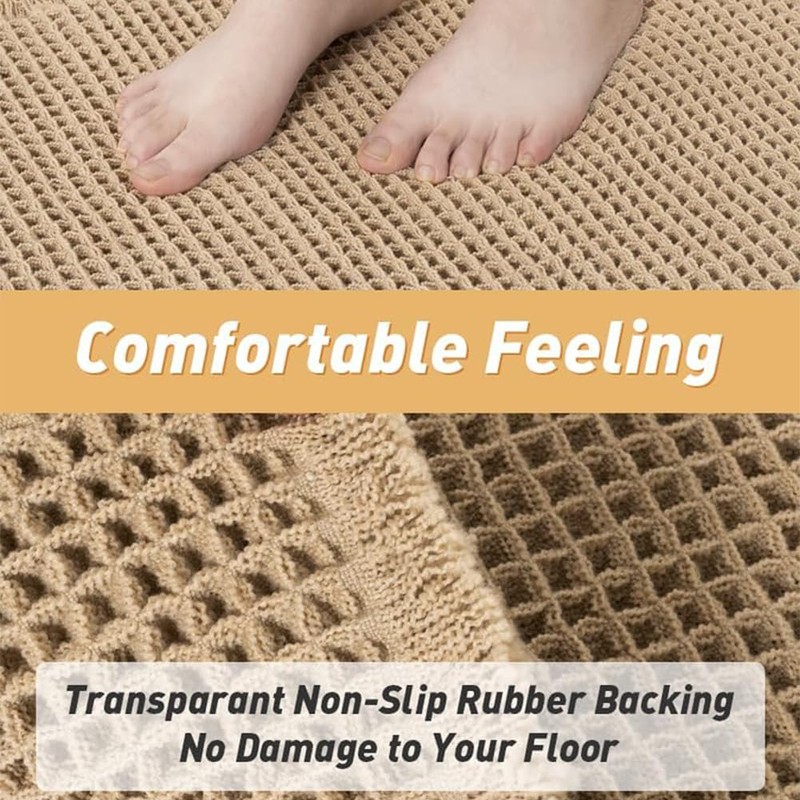 Hapihom Waffle Bath Mat, 24x36in Super Absorbent Non Slip Bath
