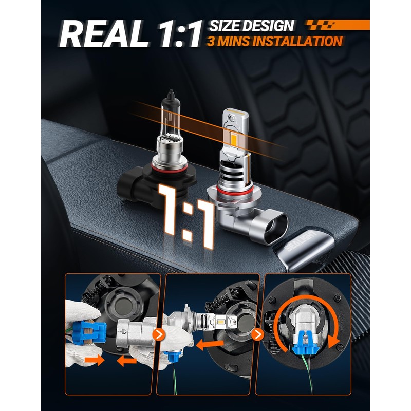 SEALIGHT H11 Fog Light Bulbs, 𝟏𝟖𝟎𝟎𝟎𝐋𝐌 3500 Yellow Fog Bulbs