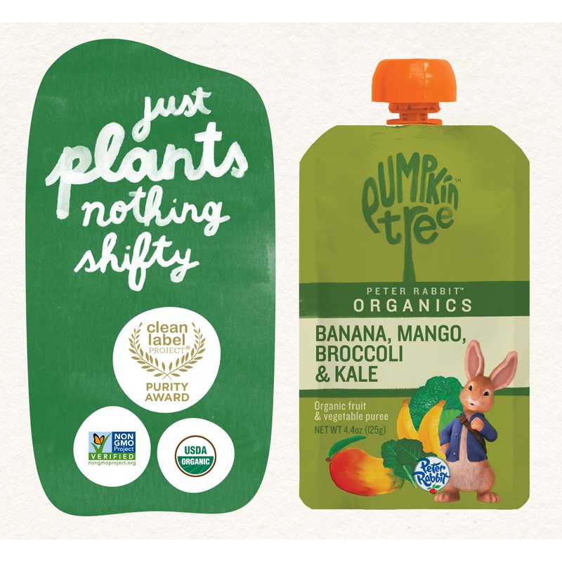 Pumpkin Tree Peter Rabbit Organics, Banana, Mango, and Kale, 4