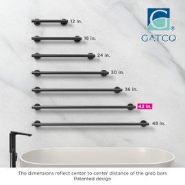 Gatco 858MX Latitude II, Grab Bar, 42”, Matte Black/ADA Compliant Wall Mount Stainless Steel 42 Inch Safety Grab Bar for Bathroom