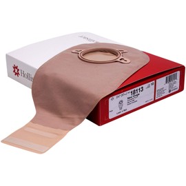 Hollister 18113 New Image 2-Piece 12” Drainable Ostomy Pouch, Red Color Code Match, 10 Pack, Beige – 2-1/4” Flange Size
