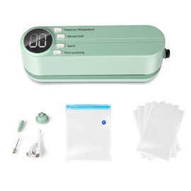 R-PACK 3-in-1 Mini Vacuum Sealer for Food, Cordless Rechargeable Sealer with 5 Bags, Dry/Moist Food Storage, Heat Seal for Chips, Inflation Pump for Inflatable Toys - Green