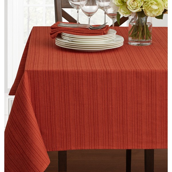 Benson Mills Textured Fabric Tablecloth (60" x 120" Rectangular, Bison)