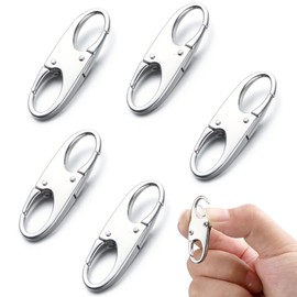 CHENNAN Pack of 5 Anti-Theft Zip Removable Zipper Clip Double Small Carabiner Clips Keeps the Zip Closed for Luggage, Backpack, Purse, Boots, Jackets (Silver)