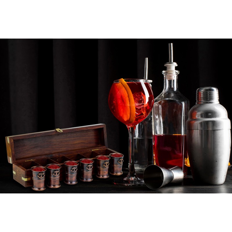 Nagina International 06 Shot Glasses With Rosewood Box