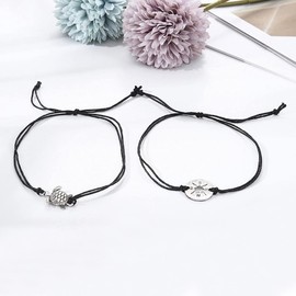 Handcess Boho Anklet Double Anklet Silver Turtle Ankle Bracelets Braided Compass Anklet for Women and Girls