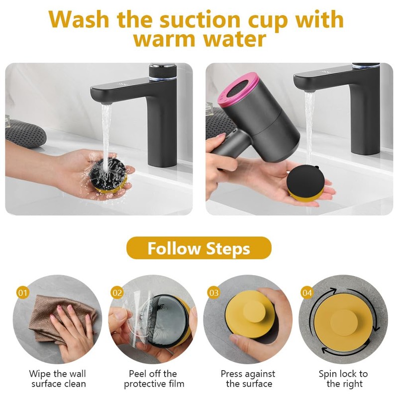 flintronic Pack of 2 Yellow Wall Hooks, Suction Cups, Suction
