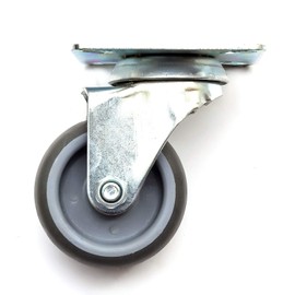 Set of 4 x Heavy Duty 50mm Grey Solid 360 Degree Swivel Rubber Castors UnBraked Wheel Hospital Shops Furniture Schools Homes 100KG Load Capacity